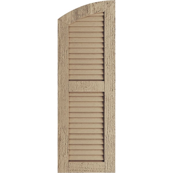 Timberthane Rough Sawn 2 Equal Louver W/Elliptical Top Faux Wood Shutters, 18Wx24H (18 Low Side)